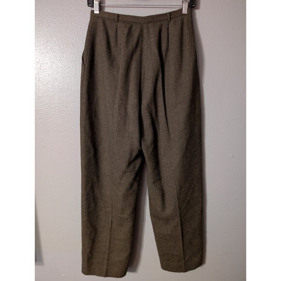 90s Vintage Amanda Smith Pure Wool Pants Women’s 6 Green Tweed High Waist - Picture 3 of 4